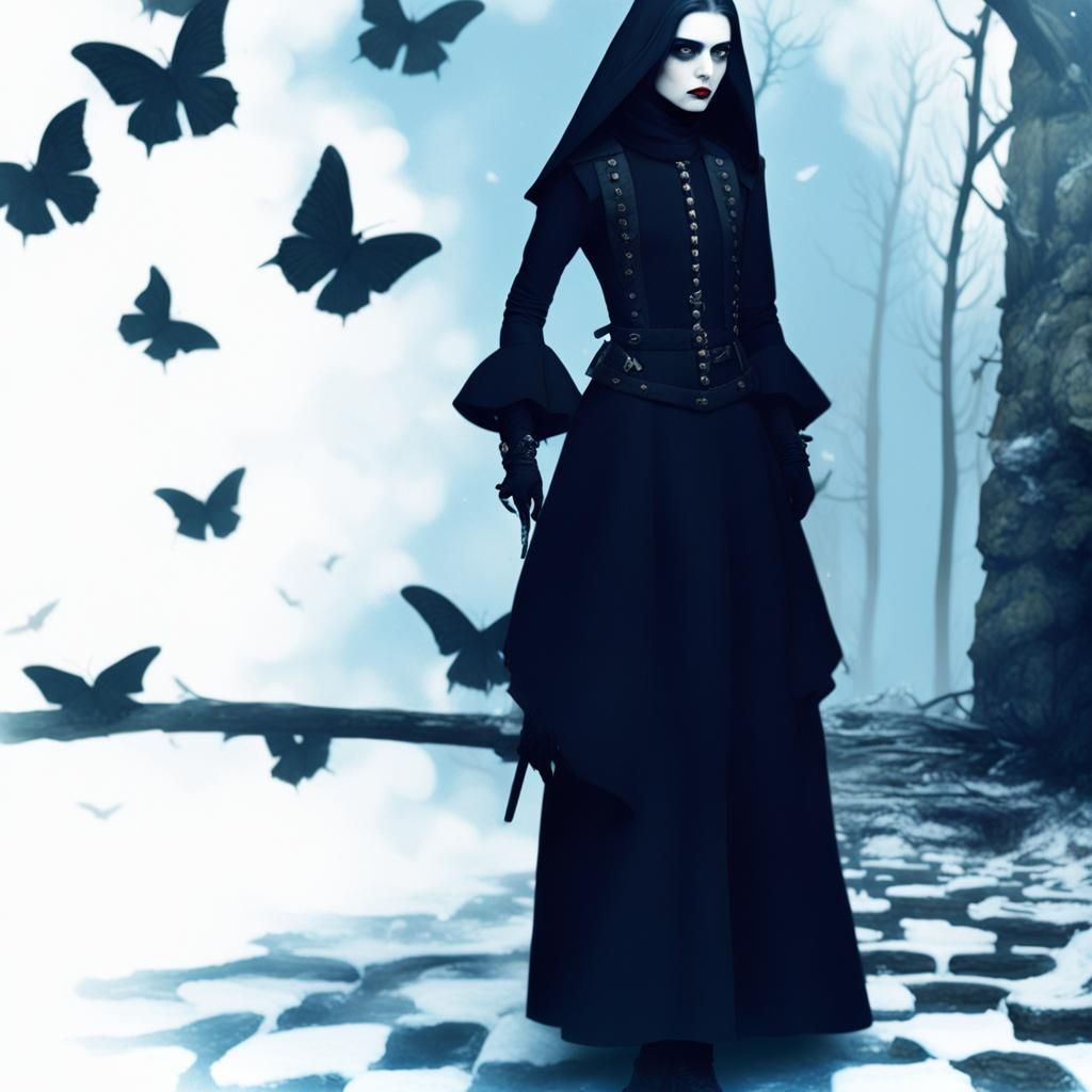 Goth Fashion Models Portrait in Historical Setting