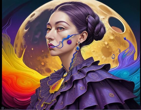 Qua Qua de la Oma: Moonrise in Salvador Dali Style