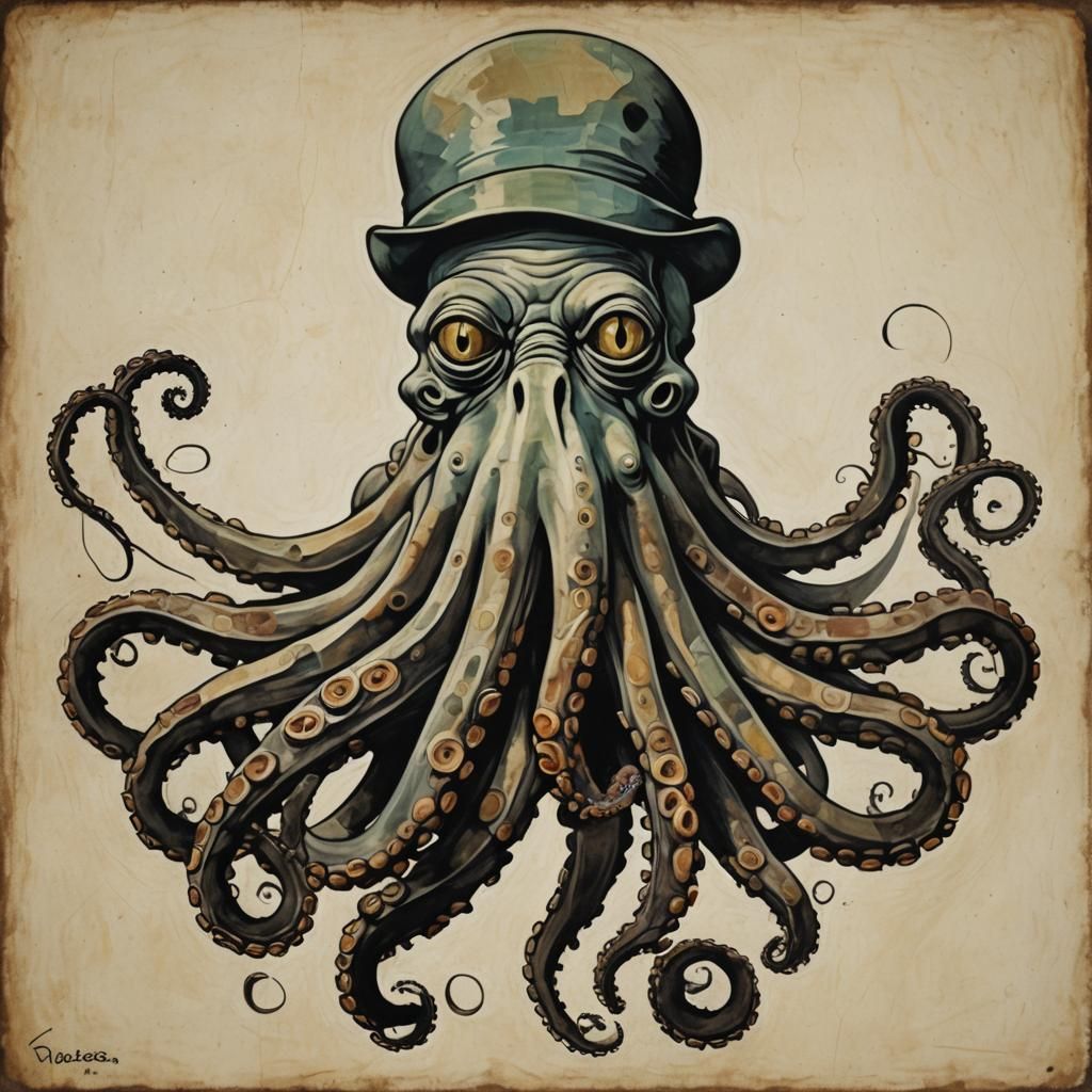 Abstract Octopus in Picasso Style
