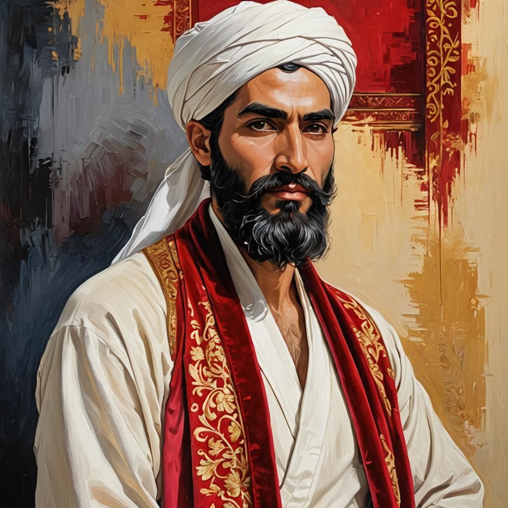 Divine Man in Velvet Robes, Neo-Impressionism Style