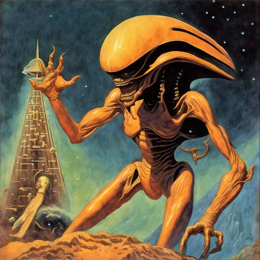 Galactic Alien in Retrofuturistic Kelly Freas Style