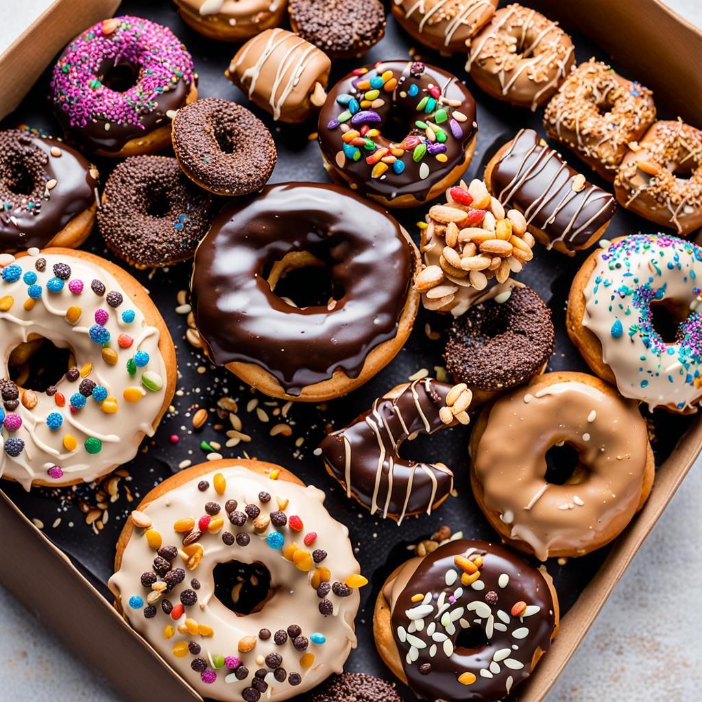 Delicious Doughnuts with Colorful Toppings
