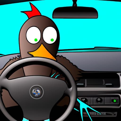 Psycho Chicken Driving a BMW