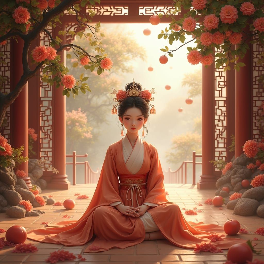 Xiwangmu in Traditional Chinese Palace Setting