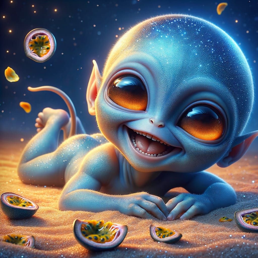 Hyper-Realistic Baby Alien with Sparkling Skin