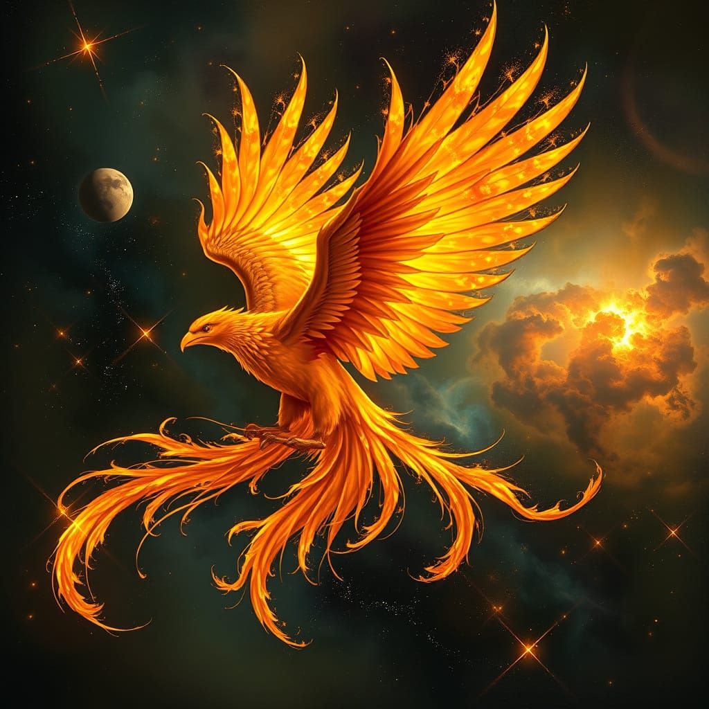 Majestic Phoenix Soars Through Cosmic Nebula