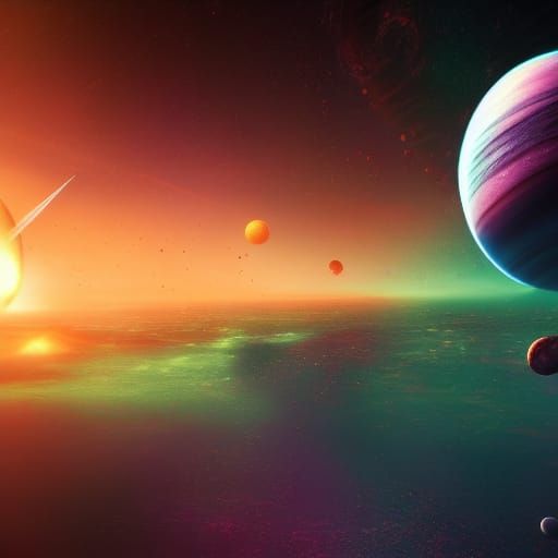 Planetary Collision in Saturated Colors