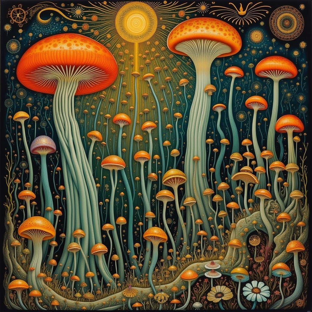 Gilded Jellyfish Garden in Art Nouveau Style