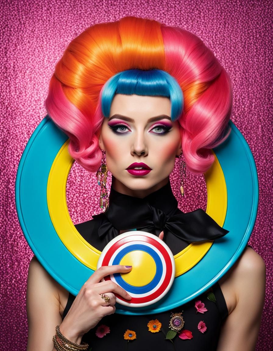 Colorful Popstar Portrait in Maximalist Style