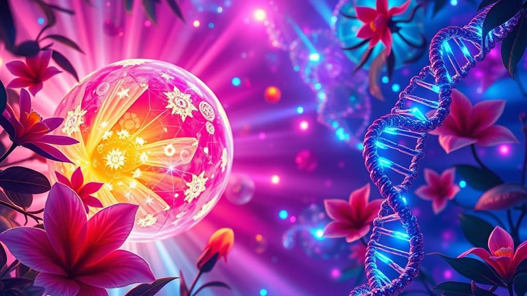 Glowing Fractal Spheres in a Bioluminescent Environment