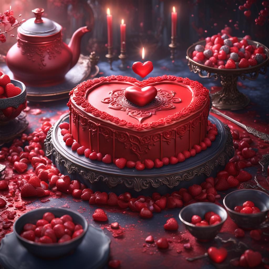 Gothic Antique Korean Heart Cake in Detailed Matte Painting