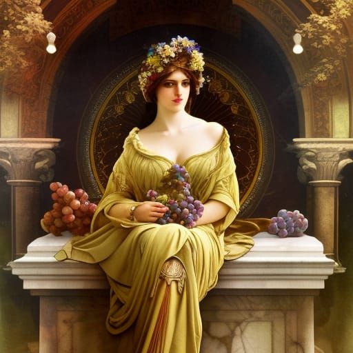 Vestal Priestess Offering Wine, Art Nouveau Style