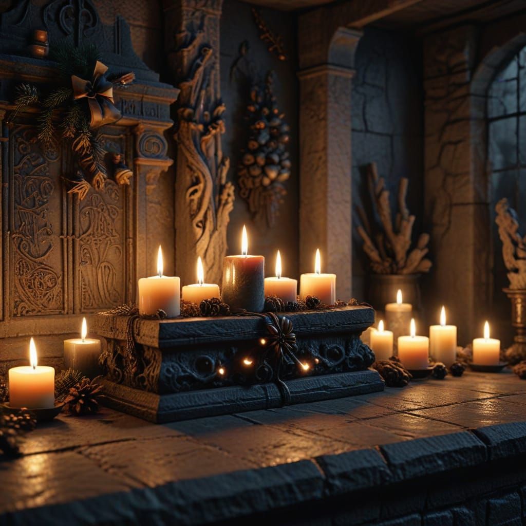 Charcoal Drawing of a Prayerful Christmas Crypt