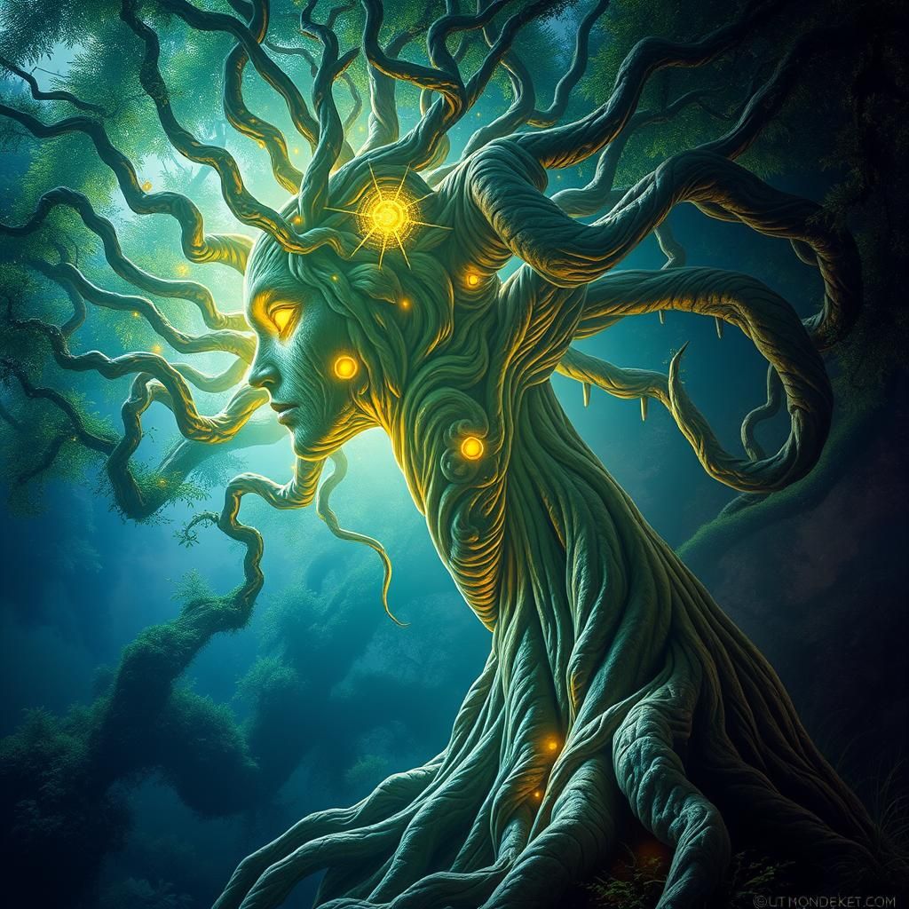 Ethereal Ancient Tree in Humanoid Form