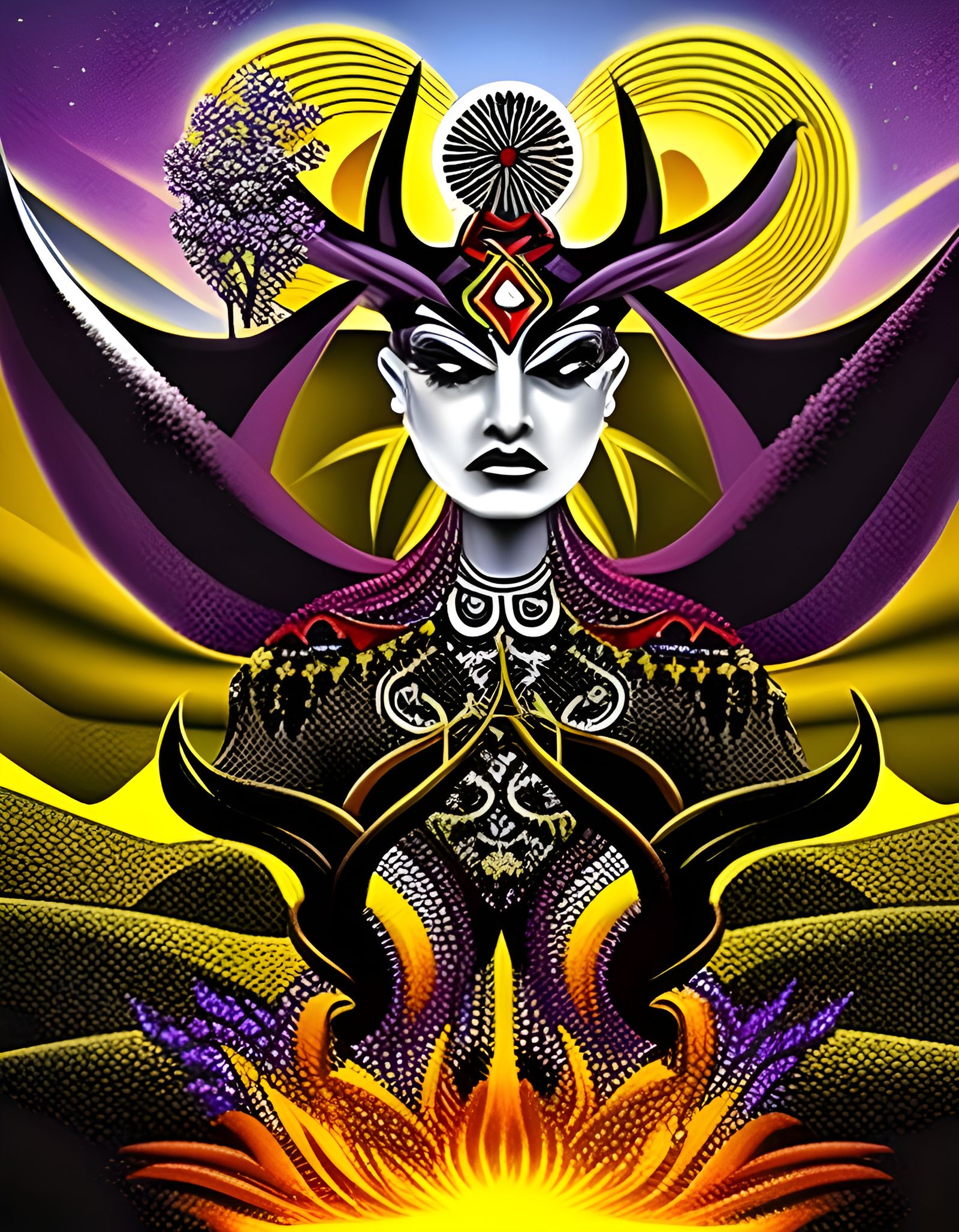 Surreal Horror Demon in Hellish Cave