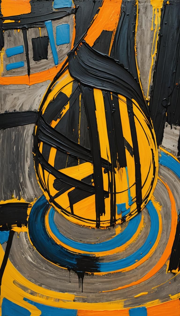 Dynamic Abstract Art with Swirling Shapes and Bold Colors