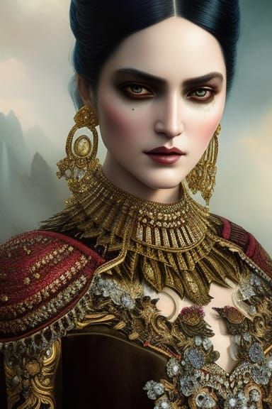 Elegant Queen of Fortune in Hyper-Detailed Illustration