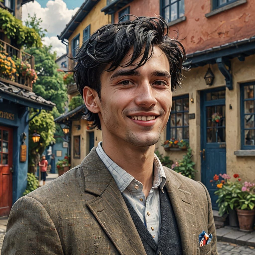 Surrealist Portrait of Young British Gentleman in Whimsical...