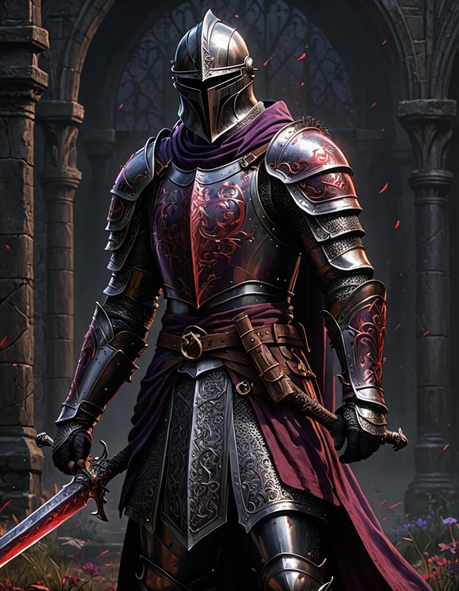 Medieval Knight in Detailed Armor: Digital Realism