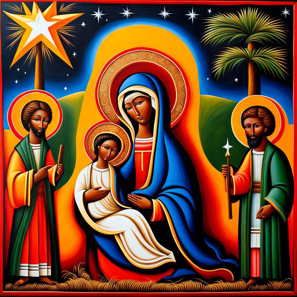 Nativity Scene: Mary, Joseph, and Baby Jesus