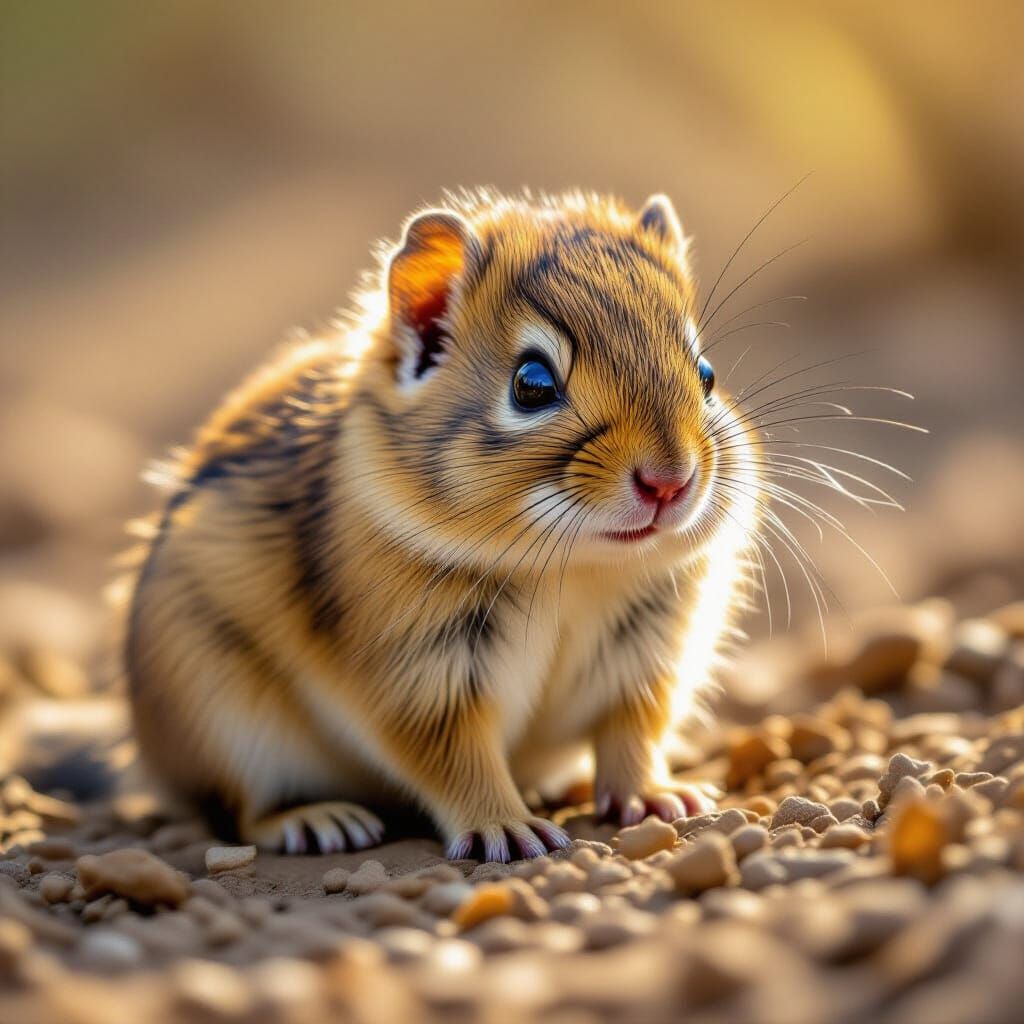 Photorealistic Meerkat Macro Portrait in Natural Sunlight