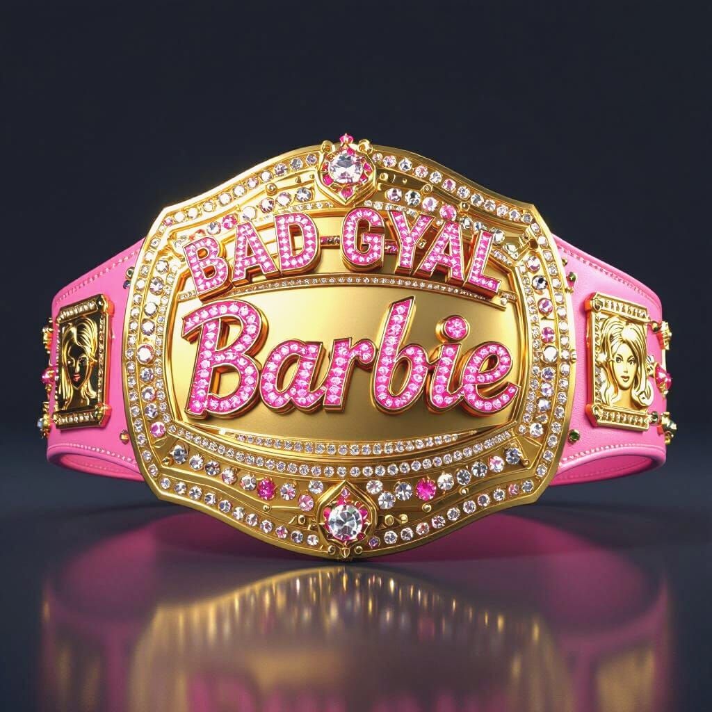 Colossal Gold Wrestling Belt with Pink Diamonds
