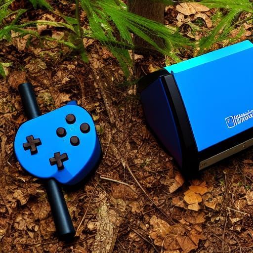 GameCube Console in a Forest Scene