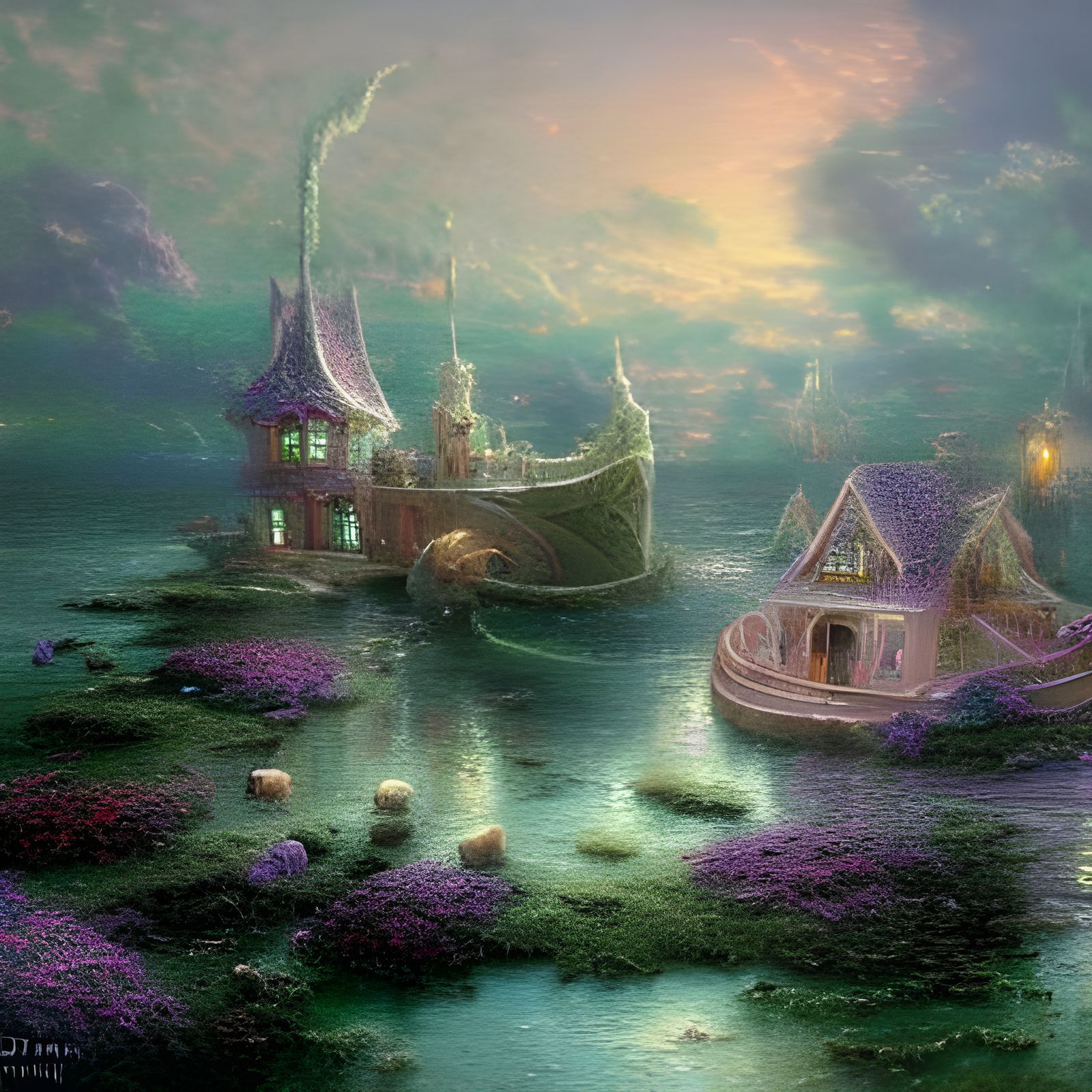 Ethereal Floating Kingdom in a Lost Place