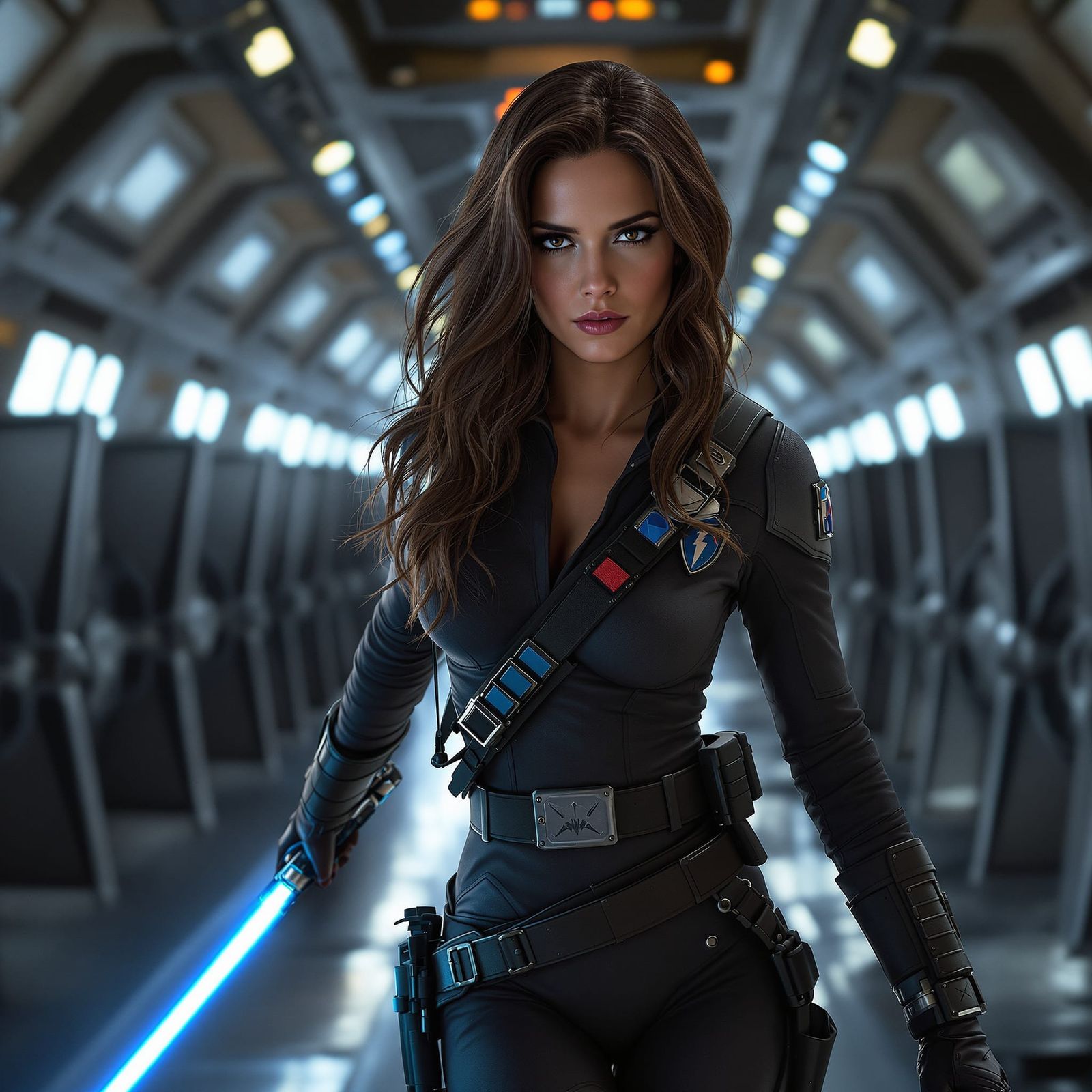 Jaina Solo in TIE Fighter Gear with Blue Lightsaber