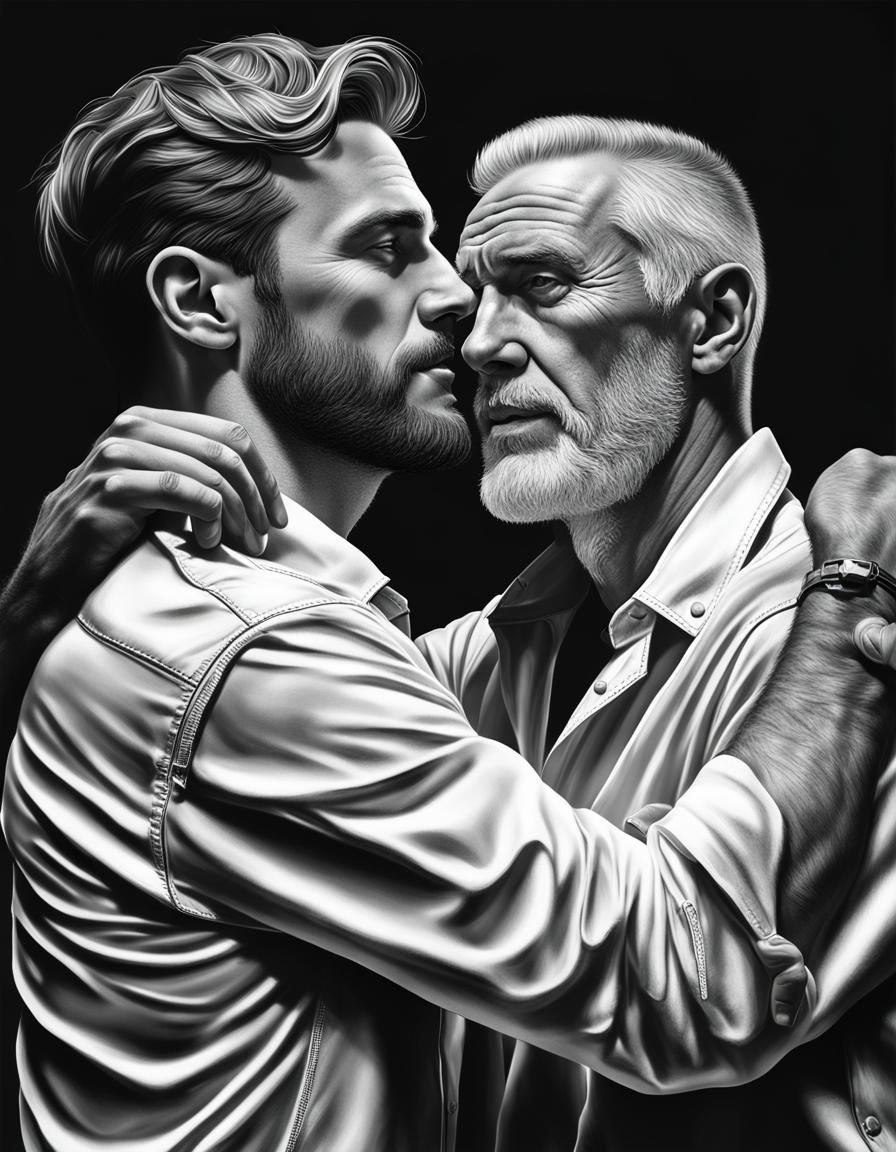Hyperrealist Portrait of Two Men in Pop Art Style