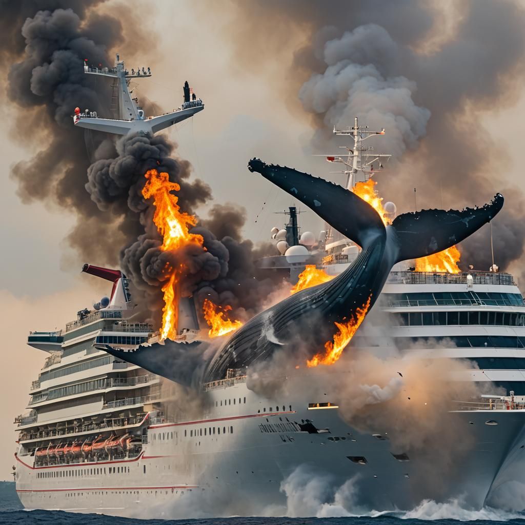 Carnival Freedom Cruise Ship Whale Tail Fire