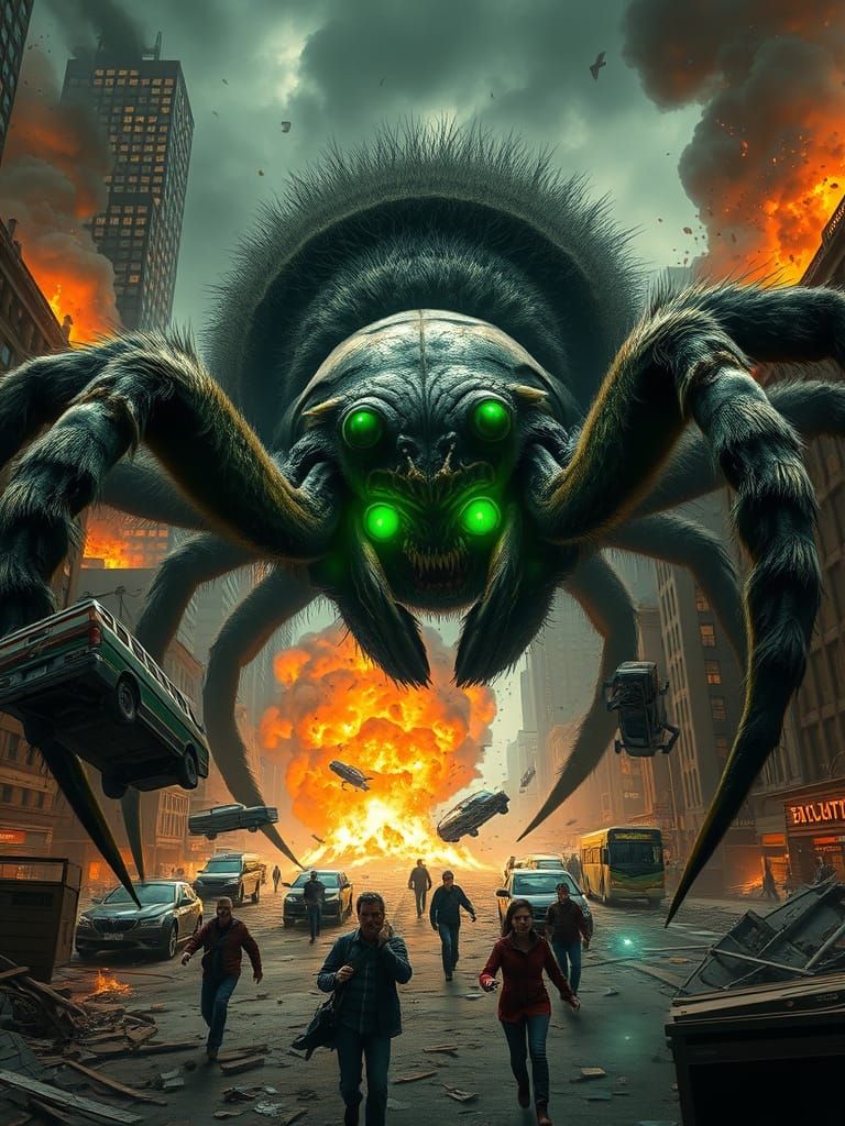 Gargantuan Tarantula Devastates Cityscape in Dark Whimsical ...