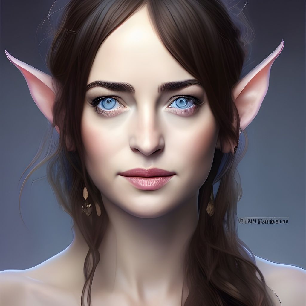 Dakota Johnson as Hyperrealistic Elf Princess Portrait