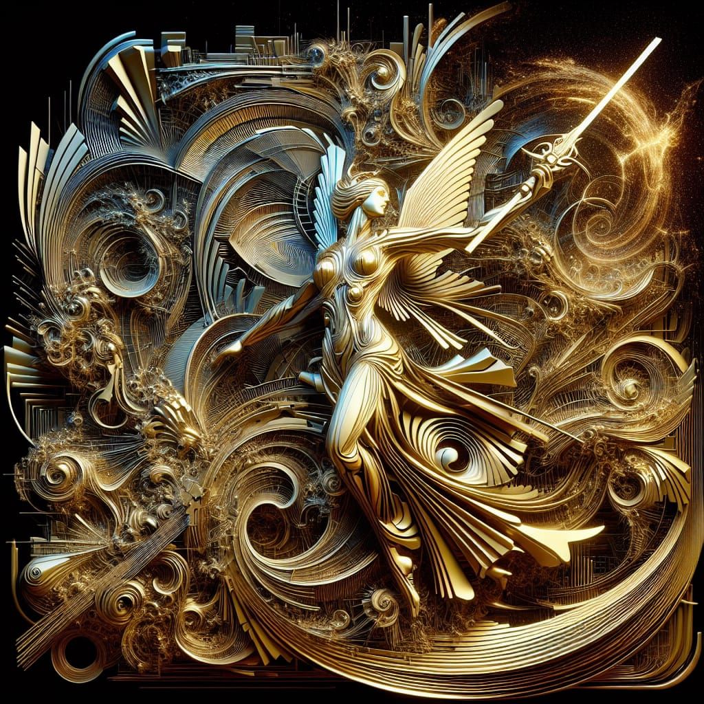 Goddess of Liberty Statue in Art Nouveau Style