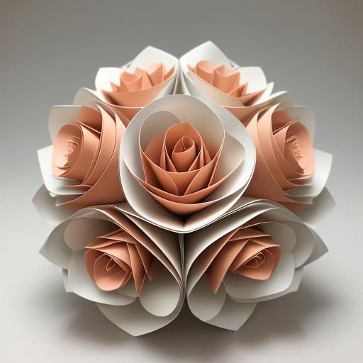 Delicate Origami Flower and Portrait in Pastel Colors
