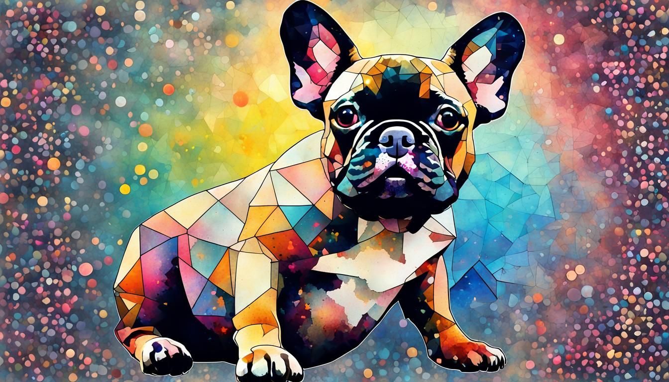 Cute French Bulldog in Mosaic Confetti Art