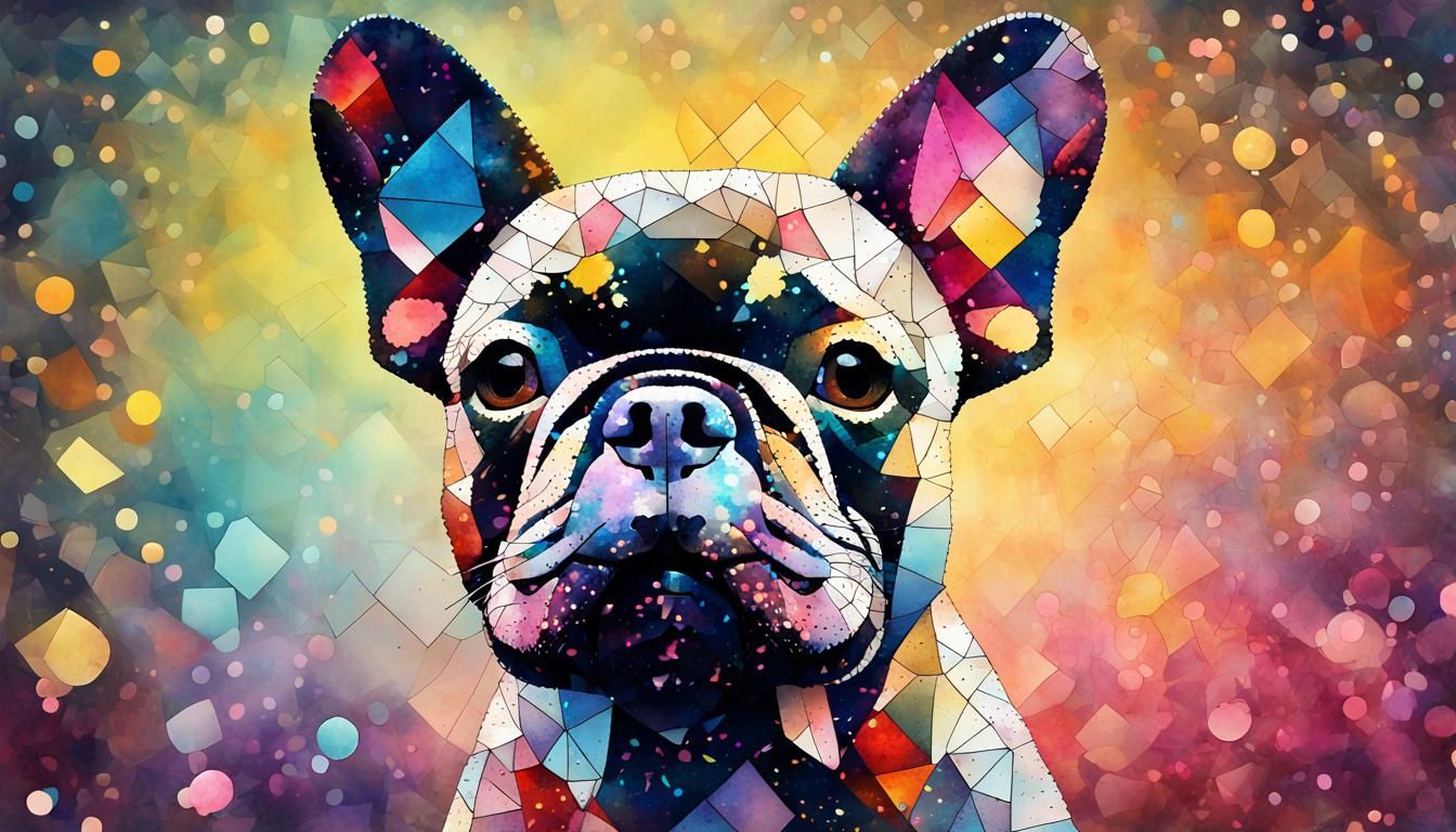 Cute French Bulldog in Mosaic Confetti Style