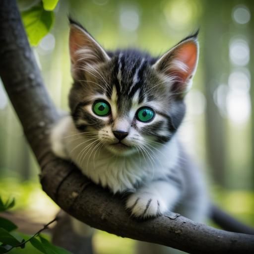Adorable Kitten in Dreamy Forest Concept Art