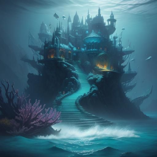 Underwater Mermaid Singing: Detailed Matte Painting