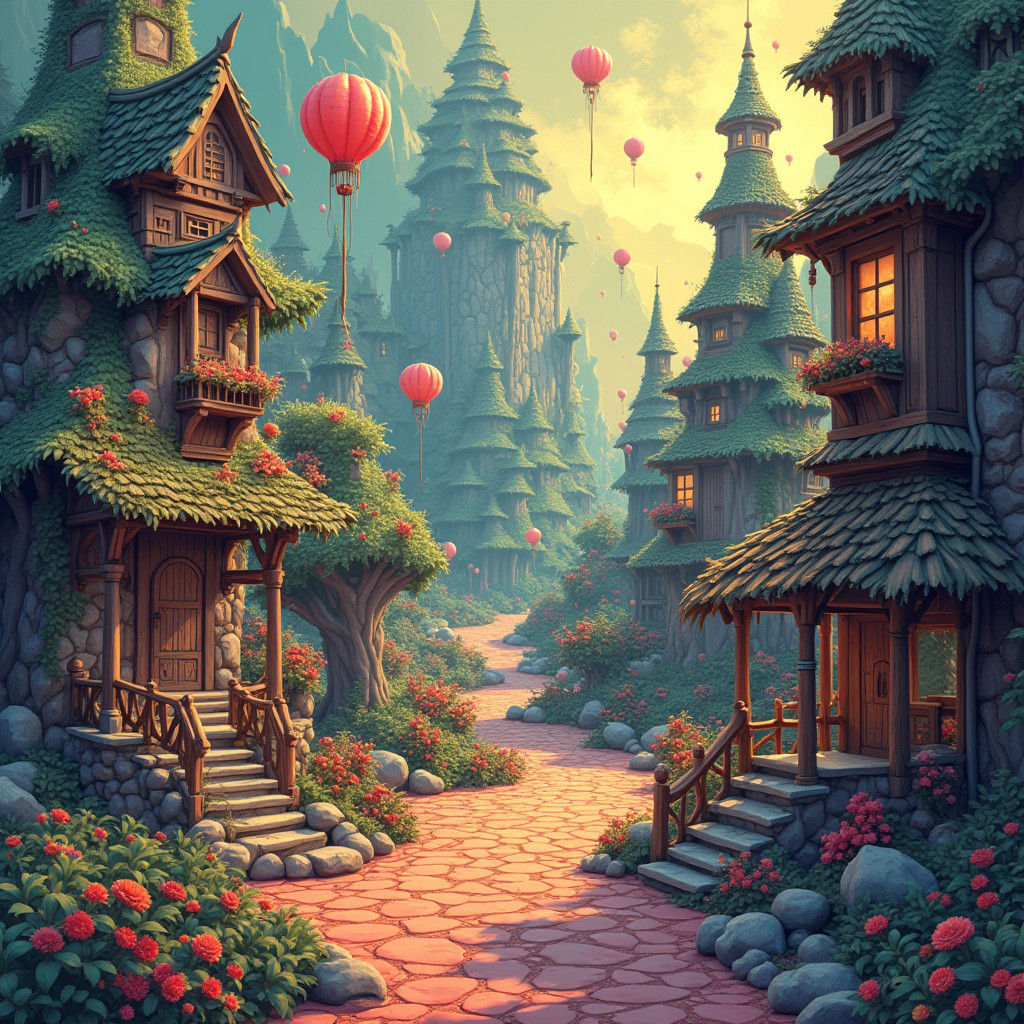 Vibrant Surreal Doodle World in Cinematic Style