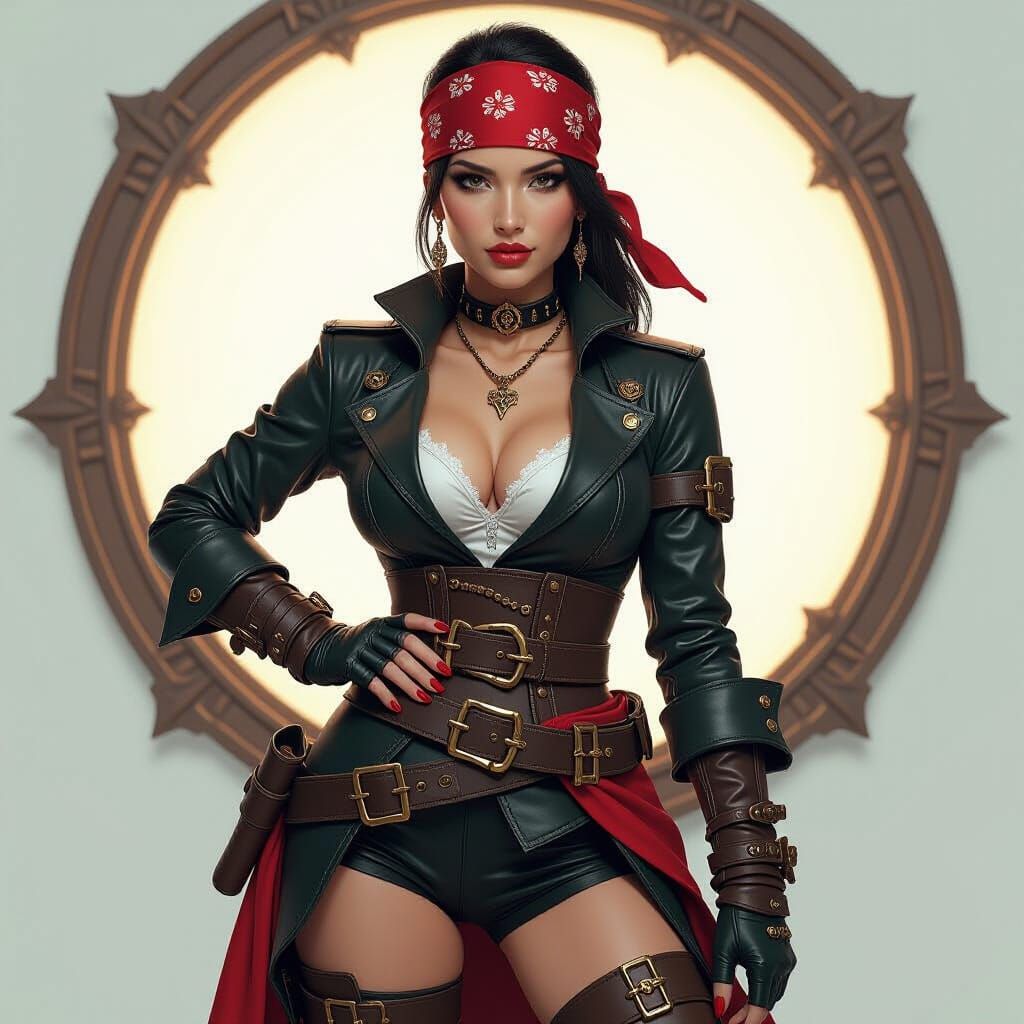 Leather-Clad Woman in Japan-Inspired Pirate Style