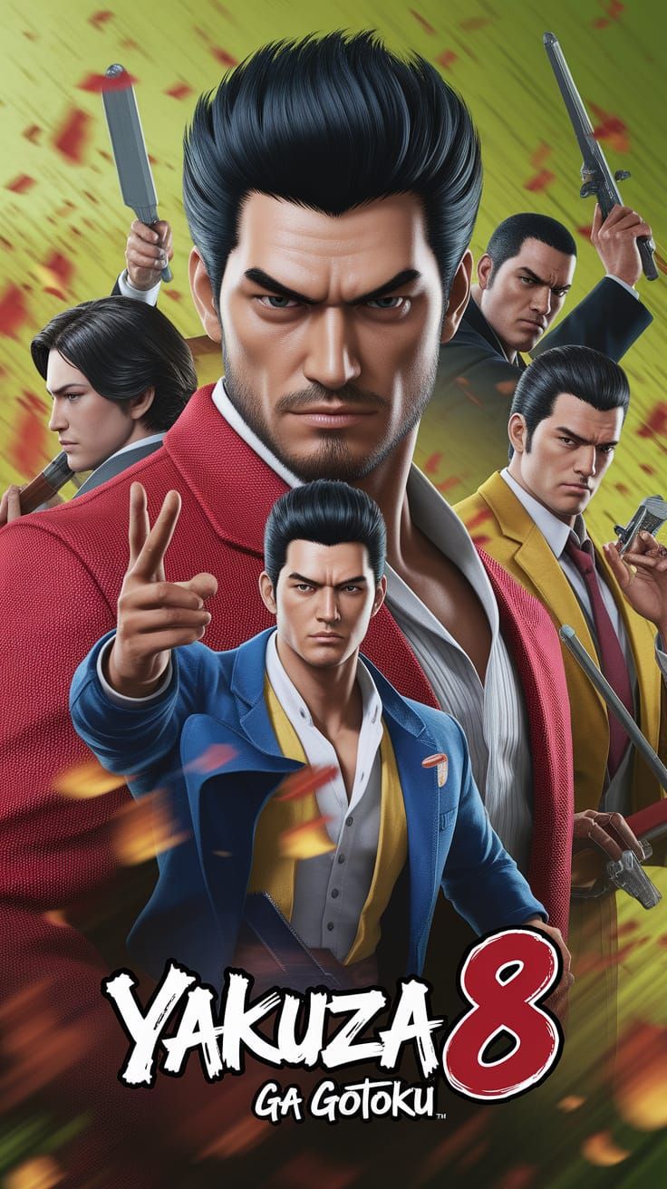 Yakuza 8 Game Cover Art in Neon Noir Style