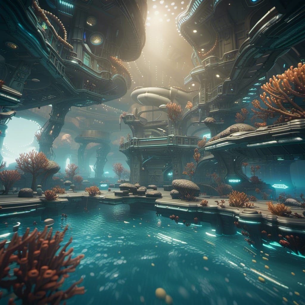 Futuristic Underwater Colony in Sci-Fi Style
