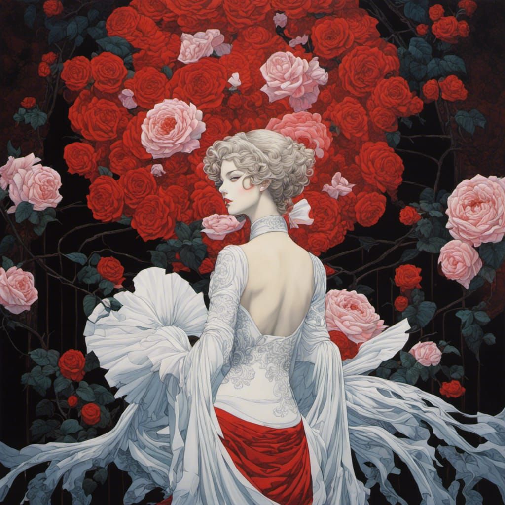 White Roses in Neo-Gothic Style