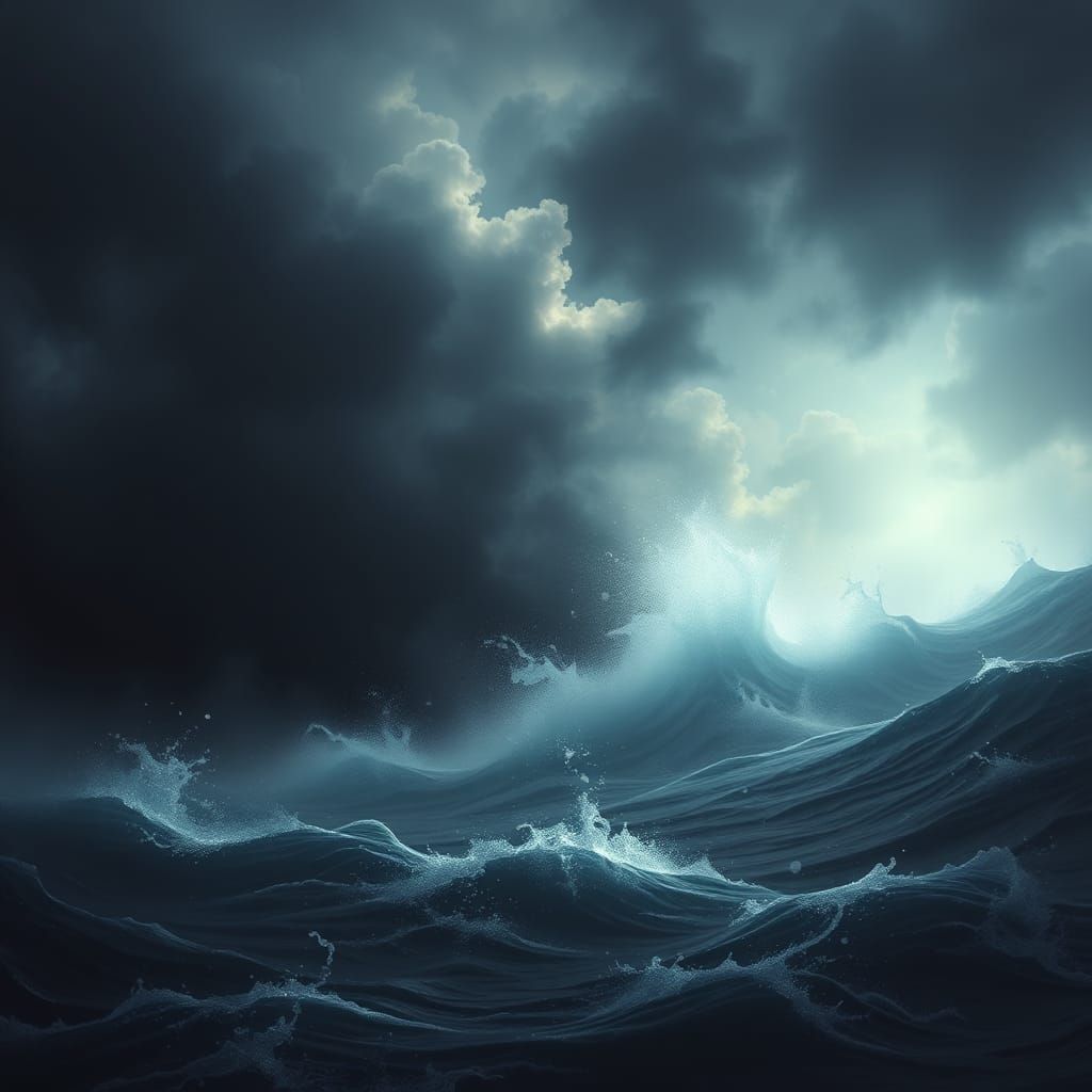 Divine Wind Sweeping Across Dark Waters