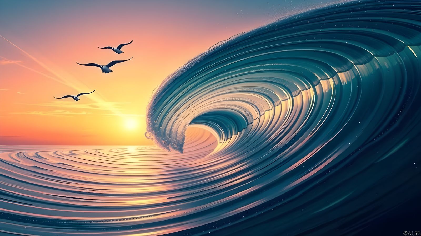 Ocean Wave Harmony in Geometric Abstraction