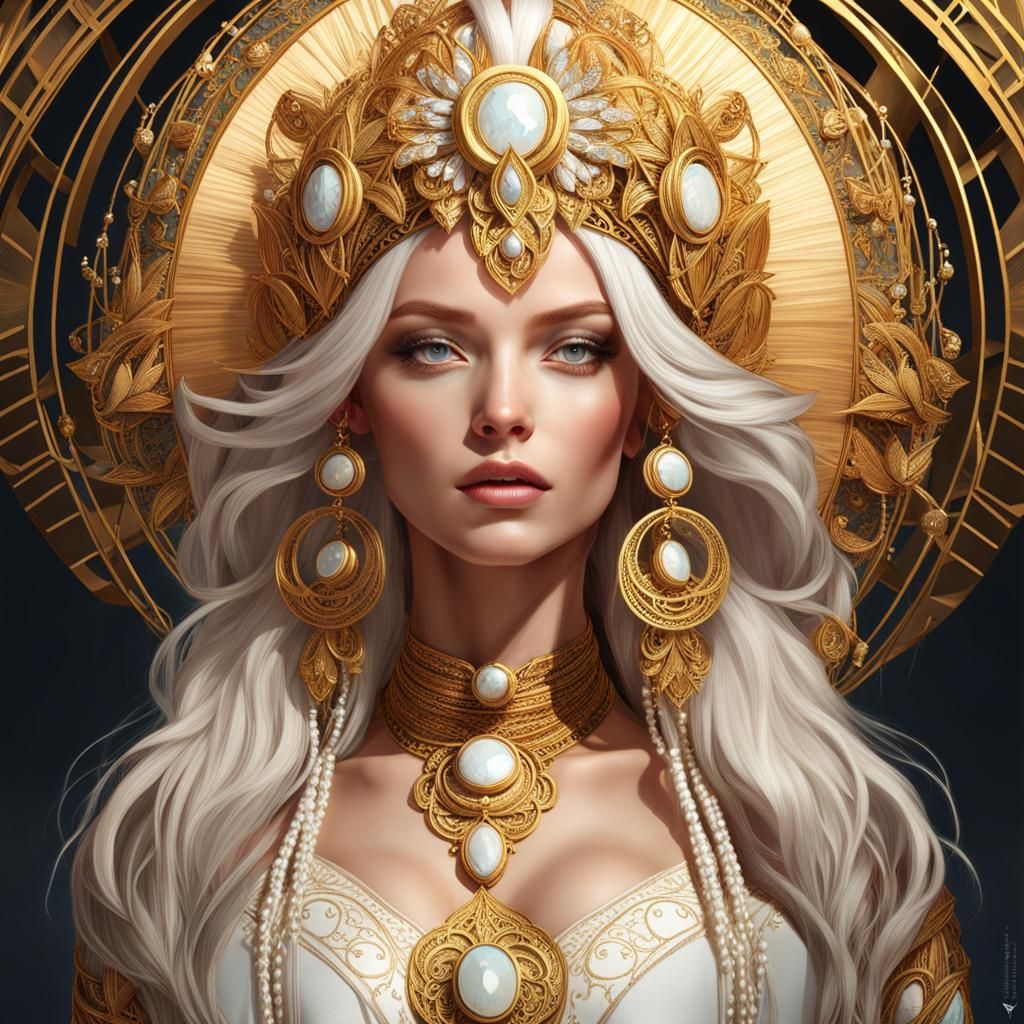 Ornate Headdress Portrait in Hyperdetailed Style