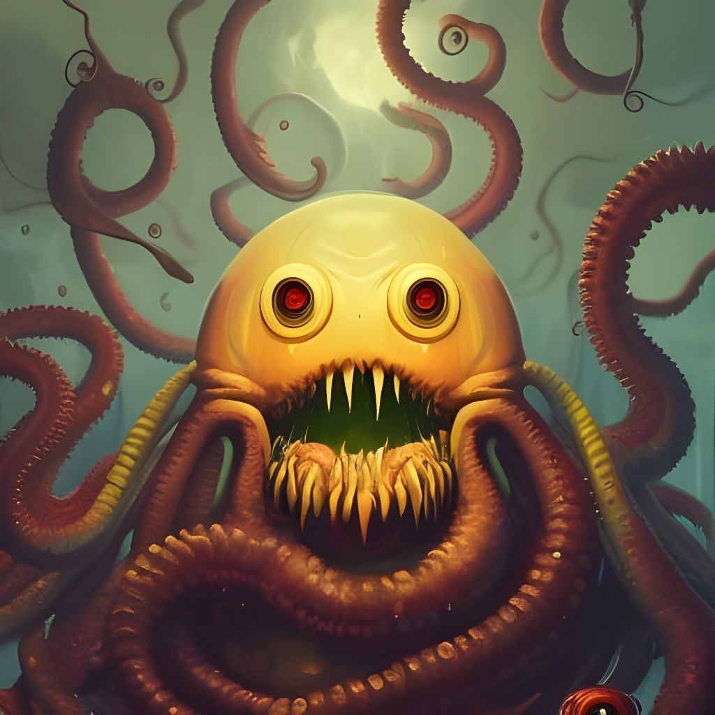 Cthulhu Emoji in Psychedelic Pop Art Style