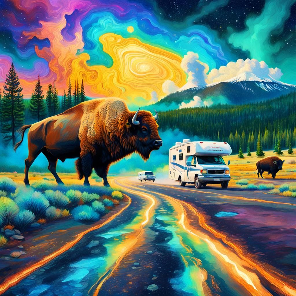 Yellowstone Park: Holographic Astral Illustration in 8K