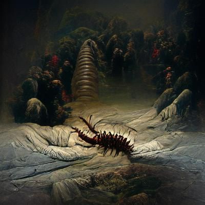 Giant Centipede in Dark Gothic Horror Style